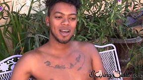 Young ebony man masturbates solo